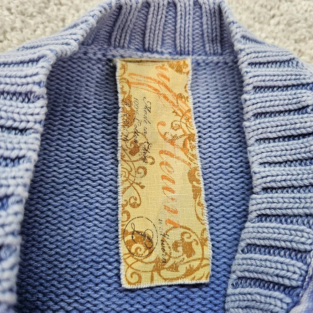 Buff Hewn Periwinkle Button Front Cardigan Sweater Knit Denim Womens Large‎